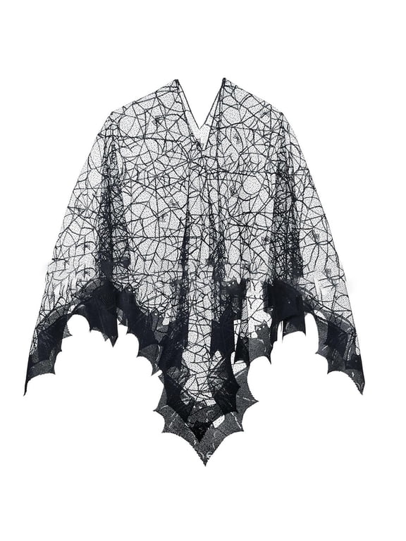Oversize Poncho for Women Men LSQii Fashion Retro Large Gothic Black Bat Cape Irregular Skirt Shawl Wraps Black for Party Dress Outfit Festival Outfit