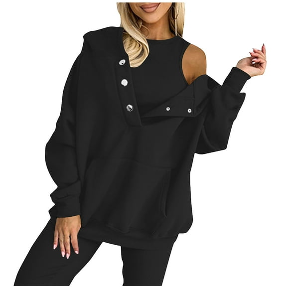 Oversize Pullover Hoodies for Women Trendy Fashion Hoodies Sweatshirt-singlet Pullover Sweatshirts With Pockets Fall Piece Suit