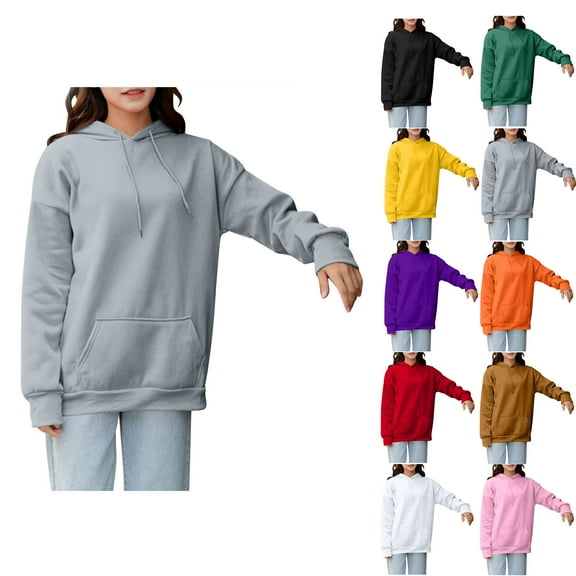 Oversize Pullover Hoodies for Women Trendy Fashion Solid Color Long Sleeved Hooded Sweatshirt