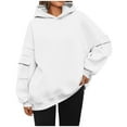 thumbnail image 1 of Oversize Pullover Hoodies for Women Trendy Fashion Solid Color Long Sleeved Pocket Loose Hooded Top Sweatshirt, 1 of 6