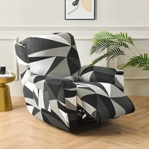 Oversize Recliner Chair Covers Printed 1 2 3 Seat Reclining Sofa Slipcovers Anti Slip Loveseat Sofa Cover Furniture Protector with Pocket-E||1 seat (4pcs)