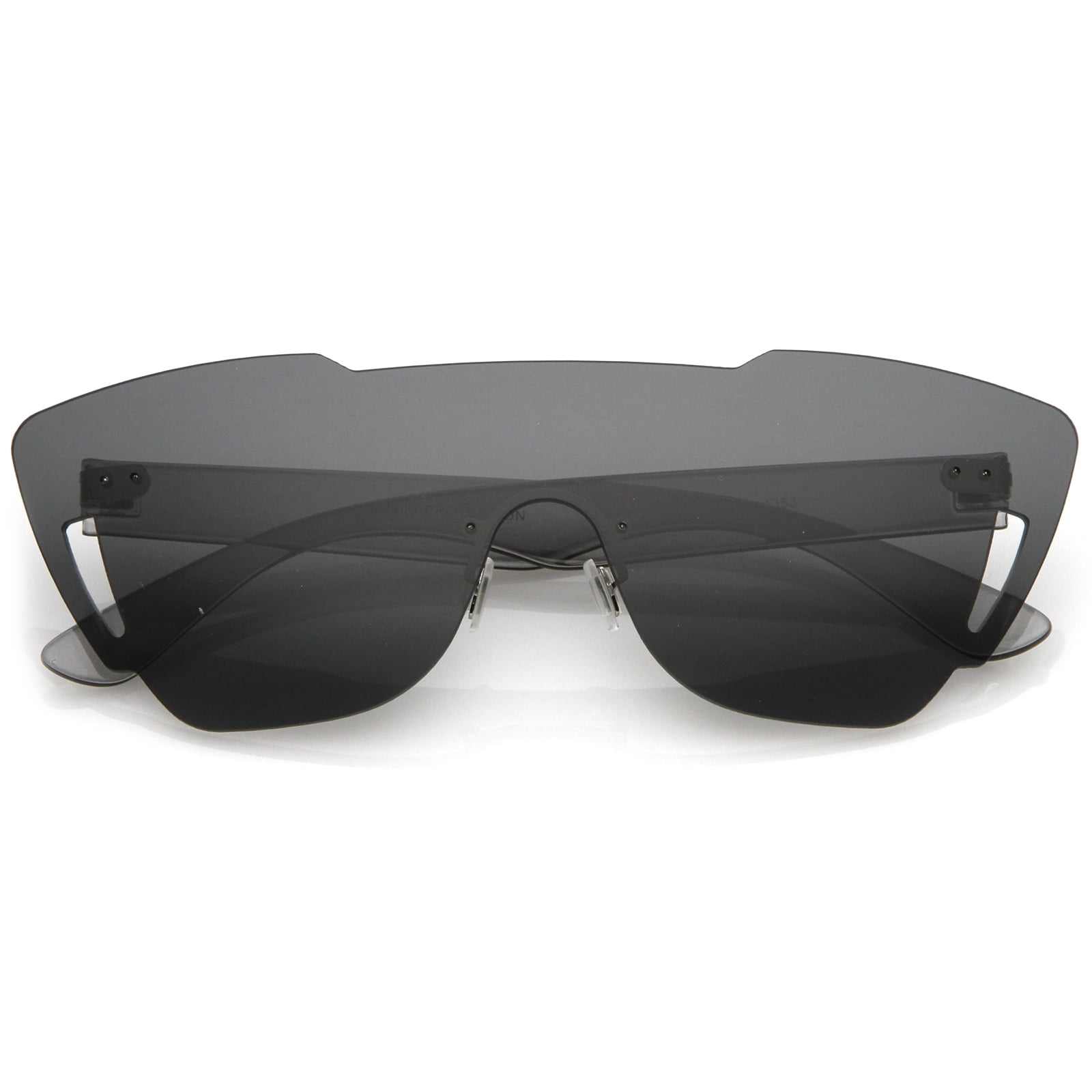 Oversize Rimless Cutout Thick Arms Tinted Mono Lens Shield 