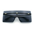 thumbnail image 1 of Oversize Rimless Shield Square Rectangle Large Sunglasses All Black, 1 of 8