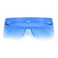 thumbnail image 1 of Oversize Rimless Shield Square Rectangle Large Sunglasses All Blue, 1 of 8