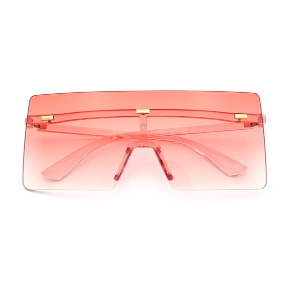 Oversize Rimless Shield Square Rectangle Large Sunglasses All Pink