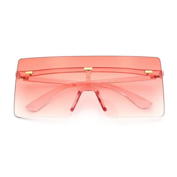 Oversize Rimless Shield Square Rectangle Large Sunglasses All Pink