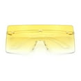thumbnail image 1 of Oversize Rimless Shield Square Rectangle Large Sunglasses Clear - Yellow, 1 of 8