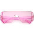 thumbnail image 1 of Oversize Rimless Shield Sunglasses Flat Top Mono Block Lens 62mm (Pink / Pink), 1 of 4