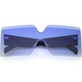 thumbnail image 1 of Oversize Rimless Shield Sunglasses Thick Arms Beveled Gradient Lens 73mm (Black / Blue Gradient), 1 of 4