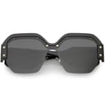 thumbnail image 1 of Oversize Semi Rimless Square Sunglasses Wide Arms Metal Rivets 60mm (Black Black / Smoke), 1 of 4