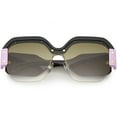 thumbnail image 1 of Oversize Semi Rimless Square Sunglasses Wide Arms Metal Rivets 60mm (Black Purple / Lavender), 1 of 4