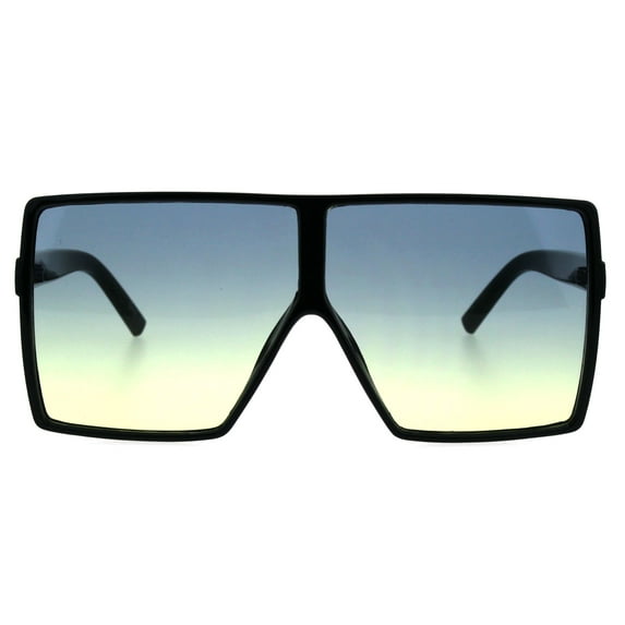 Oversize Shield Rectangular Robotic Futuristic Flat Top Mob Sunglasses Black Green Yellow