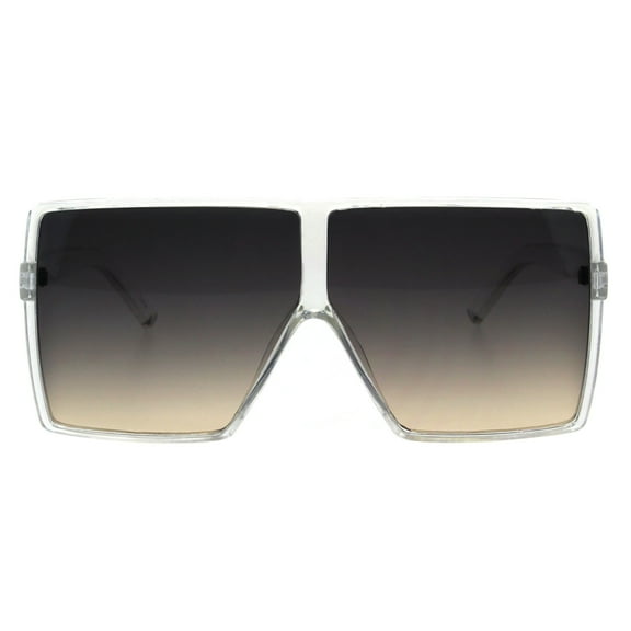 Oversize Shield Rectangular Robotic Futuristic Flat Top Mob Sunglasses Clear Black Brown