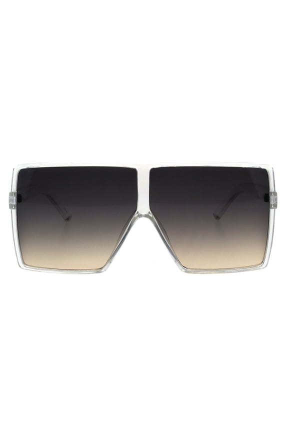 Oversize Shield Rectangular Robotic Futuristic Flat Top Mob Sunglasses Clear Black Brown