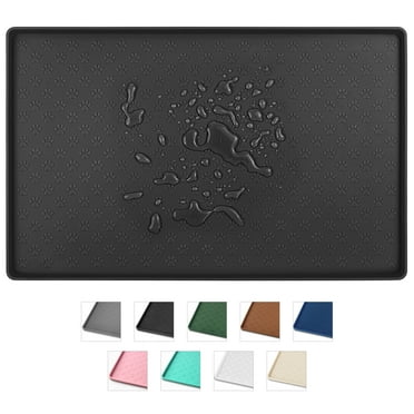Oversize Silicone Pet Feeding Mat for Dogs and Cats, High-Lips Pet Placemat Non-Slip Waterproof Bowl Mats, Puppy Dish Tray Mat Suitable for Small Medium Large Pets, Black