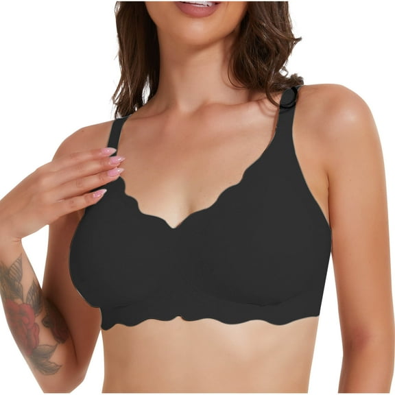 Oversize Sports Bras for Women No Underwire Fashion Solid Color Wave Lace Wireless Soft Support Together Daily Bra