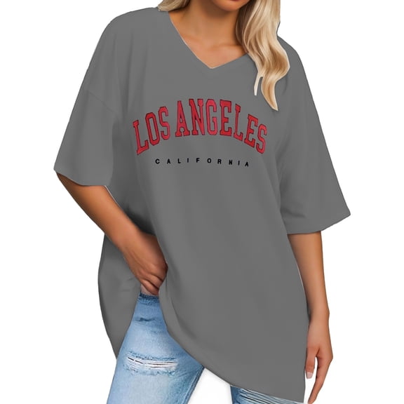Oversize T Shirt Women's Print Short Sleeve Round Neck Vintage V Neck Tops Casual Loose Basic Summer Tee Shirts Blouse Tan Chiffon Top Shirt Chiffon Women Long Sleeve Blouse Shirts Womens Champagne