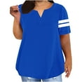 thumbnail image 1 of Oversize T-Shirt for Women Summer V-Neck Pullover Loose Tee Fashion Color Block Short Sleeve Tops ,Blue,3XL, 1 of 6