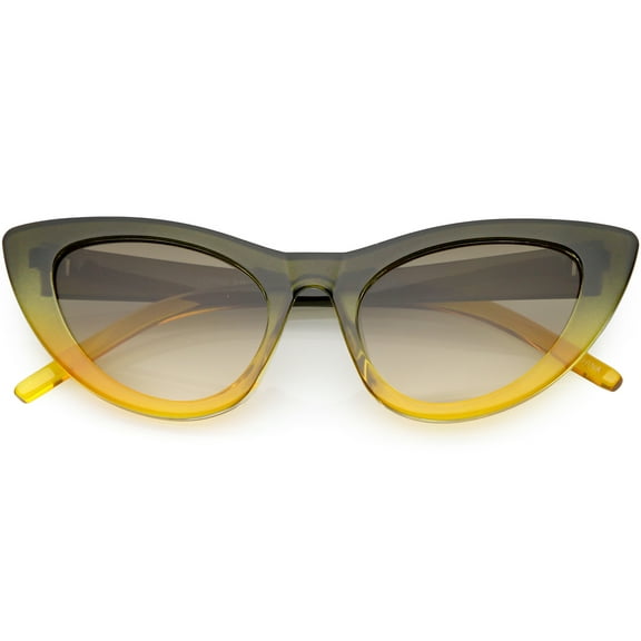 Oversize Translucent Gradient Cat Eye Sunglasses Neutral Colored Lens 49mm (Green Yellow / Lavender)