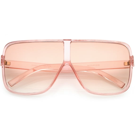Oversize Translucent Square Sunglasses Flat Top Color Tinted Lens 69mm (Pink)