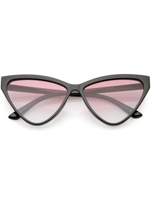 Oversize Vintage Cat Eye Sunglasses Color Tinted Lens 59mm (Black / Pink Gradient)