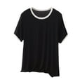 thumbnail image 1 of Oversize Women's Sleep T-Shirt 2026 Summer Short Sleeve Pajamas Shirts Crewneck Loose Casual Soft Tops,Black,3XL, 1 of 6