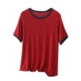 thumbnail image 1 of Oversize Women's Sleep T-Shirt 2026 Summer Short Sleeve Pajamas Shirts Crewneck Loose Casual Soft Tops,Red,XXL, 1 of 6