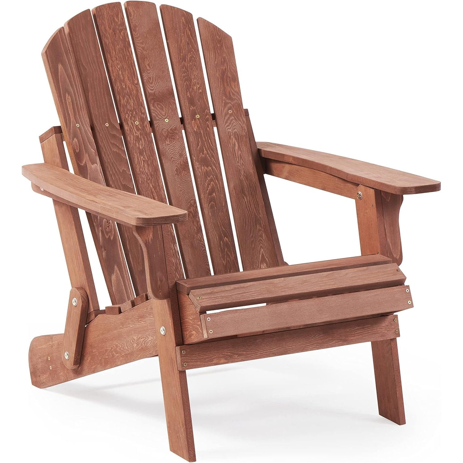 Oversize Wooden Outdoor Folding Adirondack Chair: Pre-Assembled Backrest & Seatboard, Space-Saving for Garden, Patio, Porch & More