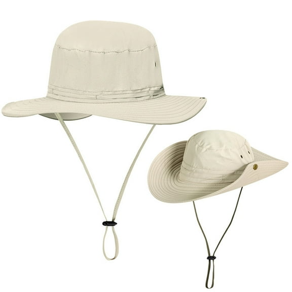 Oversize XL XXL Large Wide Brim Waterproof UPF 50+ Bucket Sun Summer Travel Fishing Hiking Fisherman Hat Detachable Chin 1PC-Khaki