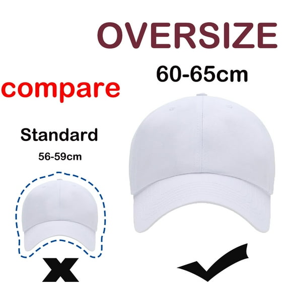 Oversize XXL Baseball Hats for Men and Women, Large Hats for Big Head White