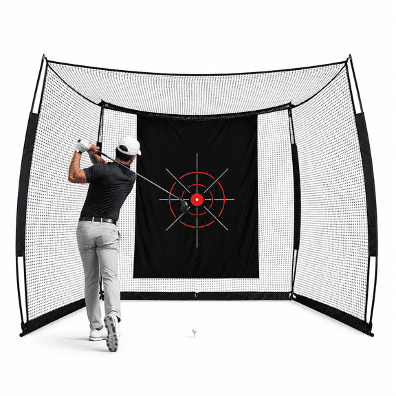 YUNIC 10ft X 8ft Heavy Duty Golf Practice Net with Target Cloth & Carry Bag, Portable Driving Range Cage for Office, Garage & Backyard Swing Training