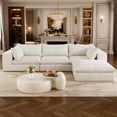 thumbnail image 1 of Oversized 118 "W Corduroy Boneless Couches with Ottoman, No Assembly Required, Modular Sectional Sofa with Removal Cushion, Comfy Plush Upholstered Couch for Apartment/Living Room, 1 of 15