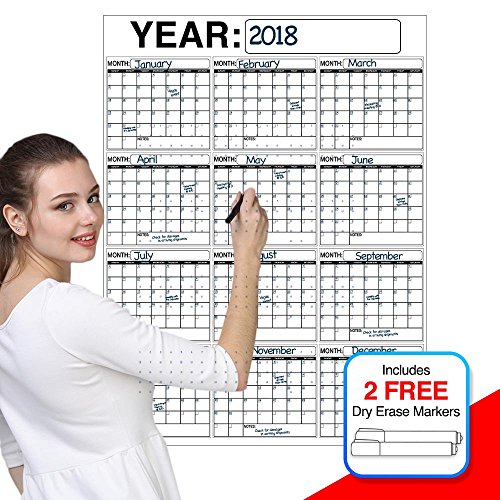 Oversized 12 Month Dry Erase Calendar ner and Organizer 3 x 4 ft
