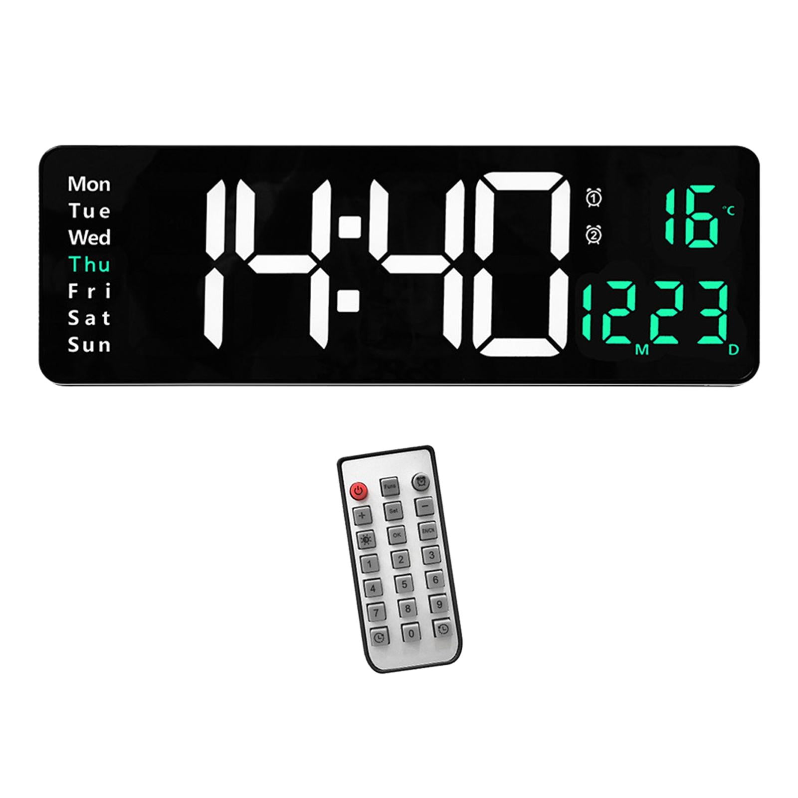 Oversized 15" Digital USB Two-Color Display with Remote Control Large Number W/ Calendar Classroom Bedroom Decoration , Green