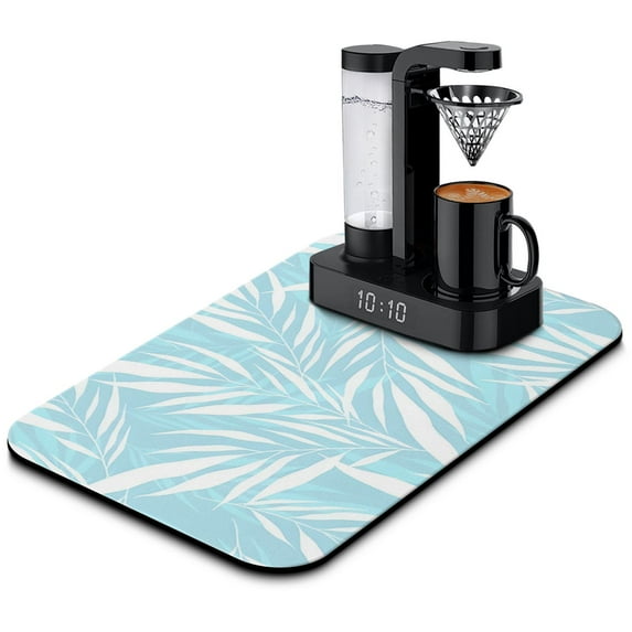 Oversized 19.5x12in Drying Mat Super Absorbent, Quick Dry Fabric with Decorative Pattern Waterproof, SlipResistant Diatom Mud Perfectly Trimmable and Easy to Clean for Kitchen