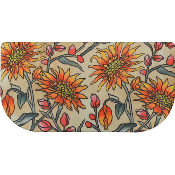 oversized 20"x39" anti-fatigue embossed floor mat (daisies slice)