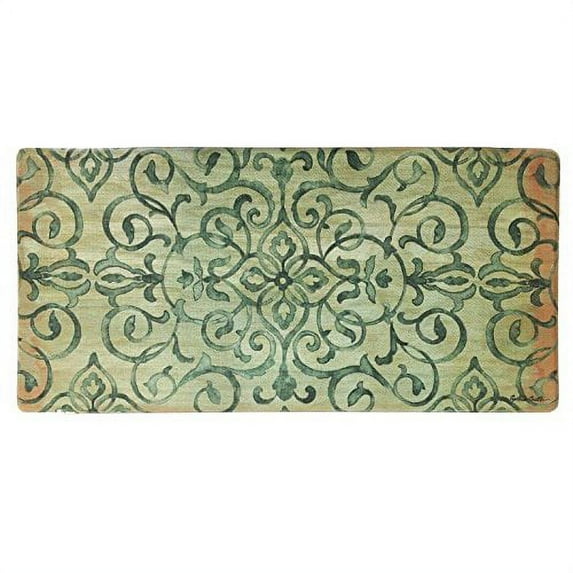 Oversized 20"x39" Anti-Fatigue Embossed Floor Mat (RUSTIC MEDALLION GREEN)