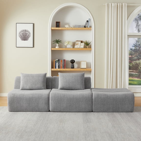 Oversized 3-Seater Cloud Couch Sectional, Modular Sofa with Chenille Fabric, No Assembly Space-Saving, Comfy Couches for Small Living Room & Apartment,Grey