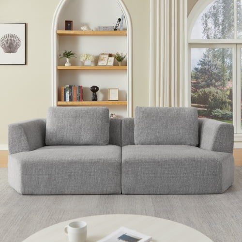 Oversized 3 Seater Sofa Chenille Fabric Compressed, No Assembly Required Space Saving Couch with Pocket Spring Support for Living Room Apartment, Grey