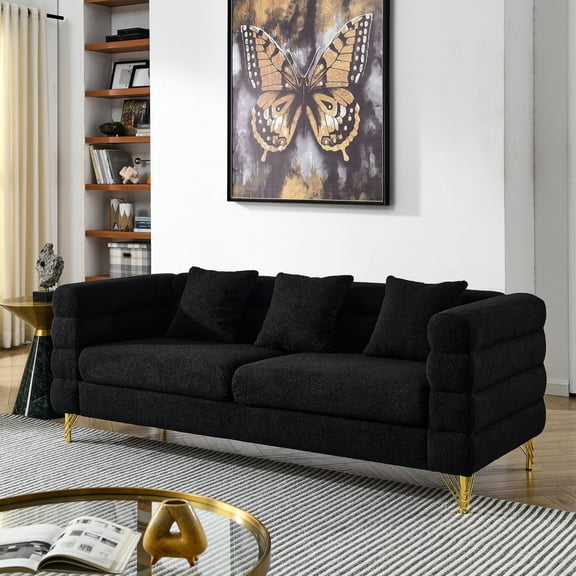 Oversized 3-Seater Teddy Fabric Sofa / Durable and Stylish for Primary Living Space