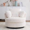 thumbnail image 1 of Oversized 360 Degreed Swivel Accent Chair with 4 Pillow, Modern Corduroy Swivel Barrel Chair, Mid Century Modern Reading Chair for Living Room/Bedroom, White, 1 of 7