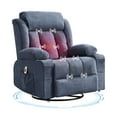 thumbnail image 1 of Oversized 360° Swivel Rocker Recliner Chair with Heat & Massage for Adults – 3-Position Adjustable Single Sofa, Remote Control, 2 Side Pockets, Cup Holders, USB Ports – Living Room Lounge Chair, 1 of 8