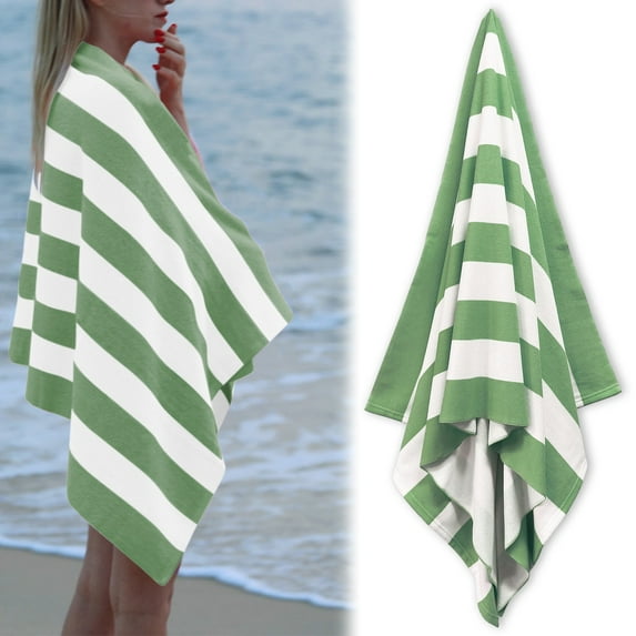 Oversized 40X80 Inch Beach Towel - Quick Dry Plush Pool Towels for Adults, No Fade No Lint Swimming Towel with Double Stitched Edges, Coral Fleece Mens Women Tanuke Green Coral Fleece
