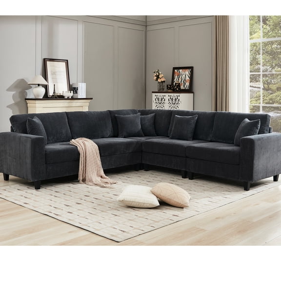 Oversized 5-seat Modular Sectional / Durable Frame, Comfortable for Daily Life