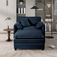 thumbnail image 1 of Oversized 57.48" Recliner Chair with Movable Ottoman, Soft Chenille Lounge Chair for Living Room, Blue, 1 of 8