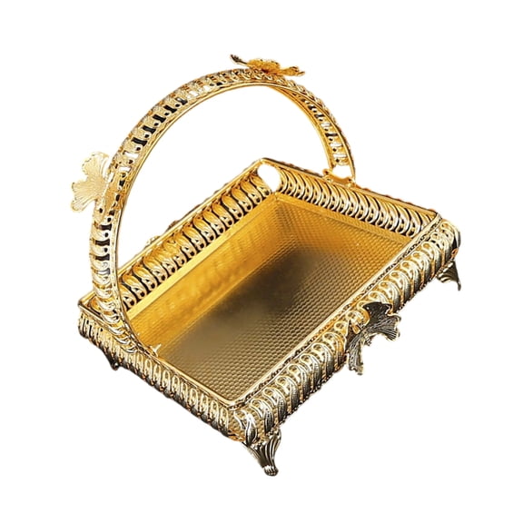 Oversized 5L European Fruit Bowl Metal Snacks Serving Tray Cakes Platter Comfortable Handle For Daily Use Gifting