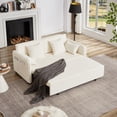 thumbnail image 1 of Oversized 66" Sleeper Sofa with Pull-Out Bed, 3-in-1 Convertible Sofa Bed with Storage Pockets for Living Room, Beige, 1 of 7