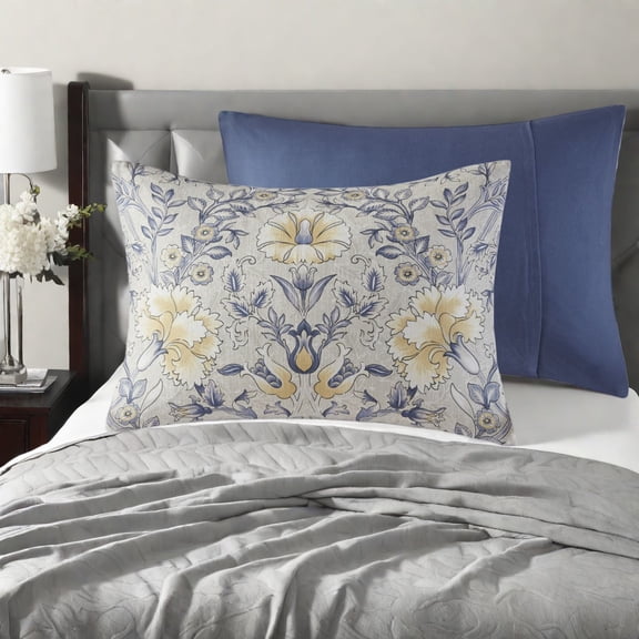 Oversized 6Piece Cotton Bedding Sets with Botanical Design for Farmhouse Style