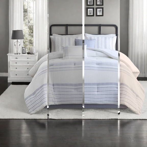 Oversized 6Piece Cotton Jacquard Bedding Set Farmhouse Style for Cal King Bed