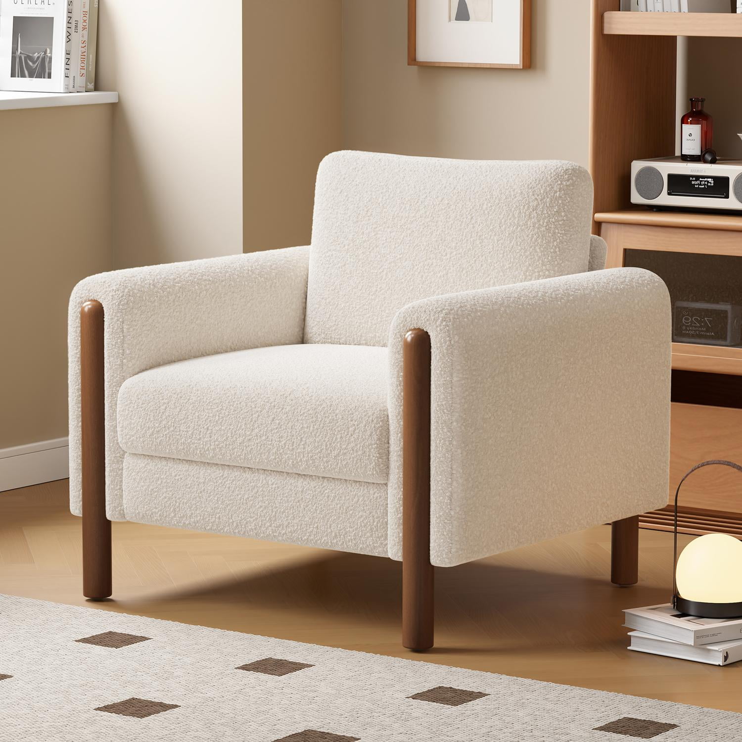 Oversized Accent Chair,Mid Century Modern Armchair with Wood Legs ...